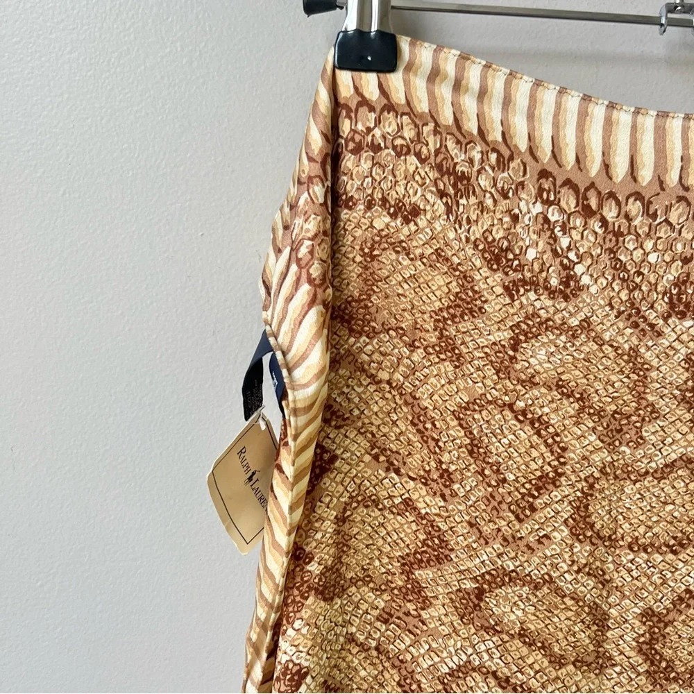 Vintage Ralph Lauren 100% Silk Scarf Animal Print Japan Preppy Classic 90s Camel - Picture 12 of 12